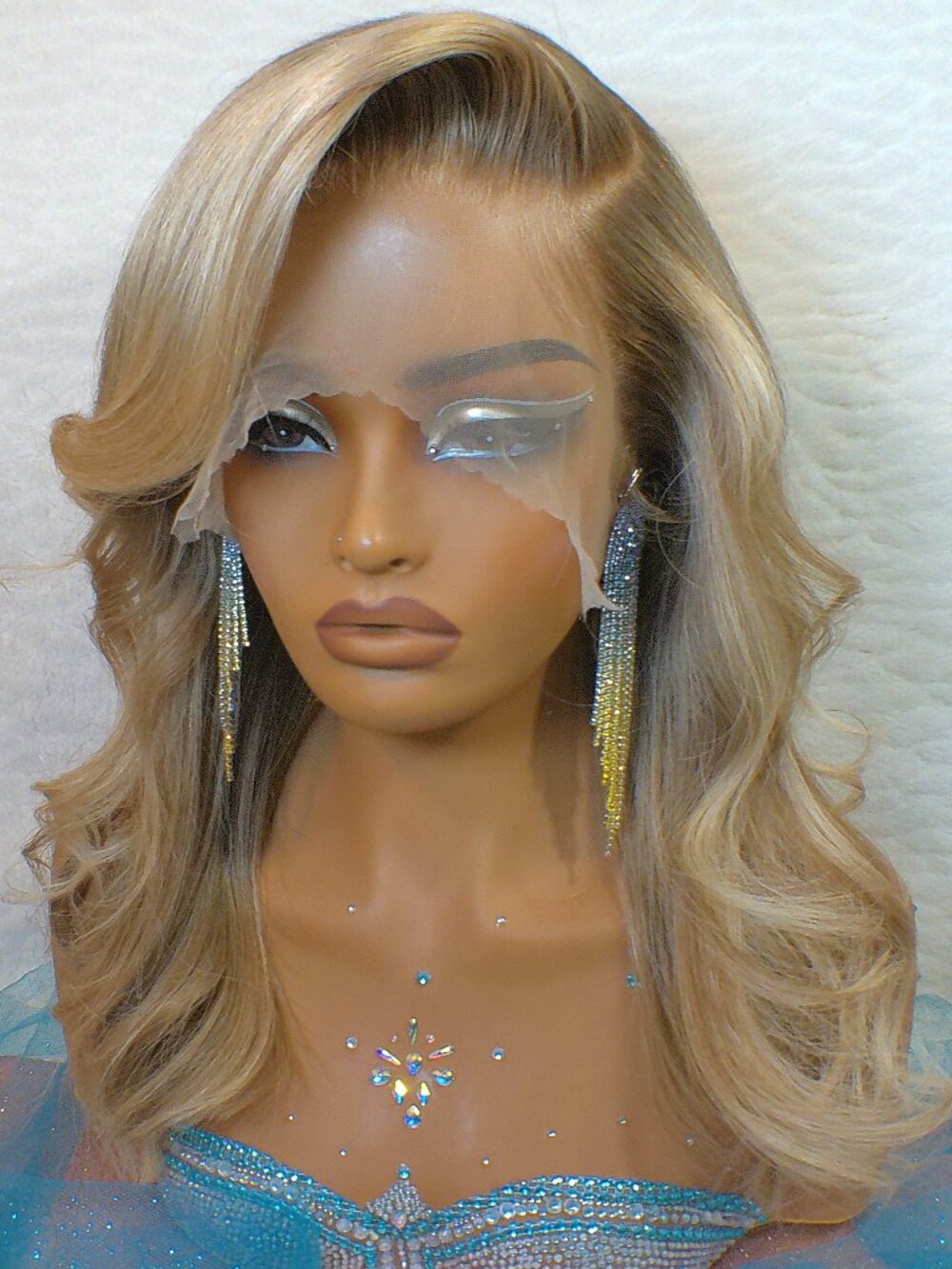 Shoulder Length Blonde Balayage Lace Wig 100% Human Hair 13x6 Bleached Knots